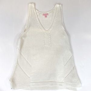 Lily Pulitzer Sweater Tank Top Crochet Knit White Size XL
